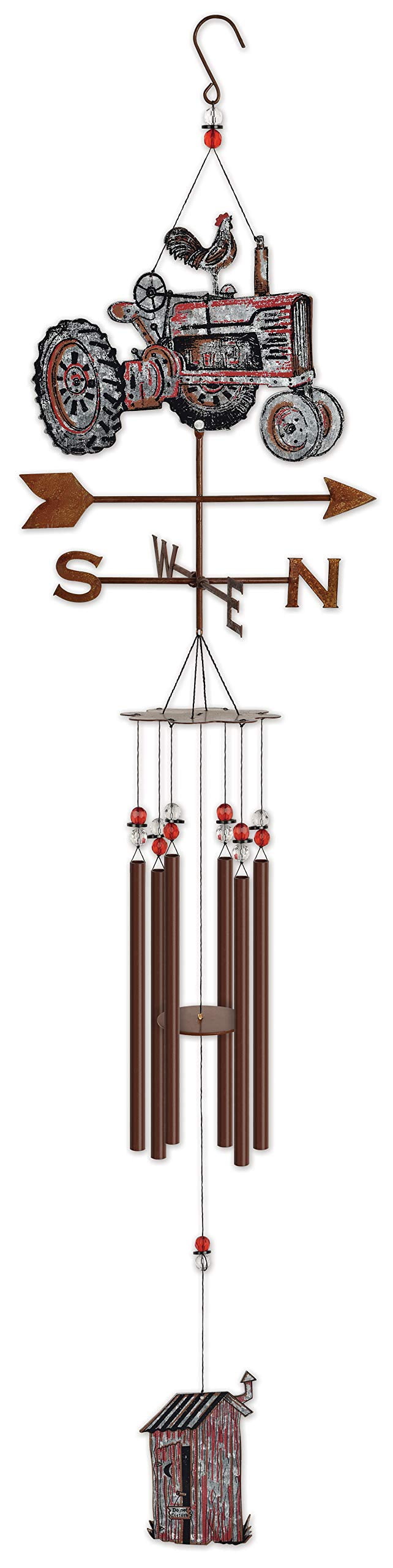 Rustic Brown Galvanized Metal Tractor Wind Chime
