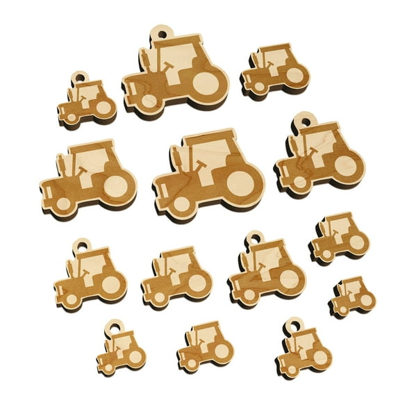 Tractor Farm Vehicle Wood Mini Charms Shapes DIY Craft Jewelry - No Hole - 30mm (6pcs)
