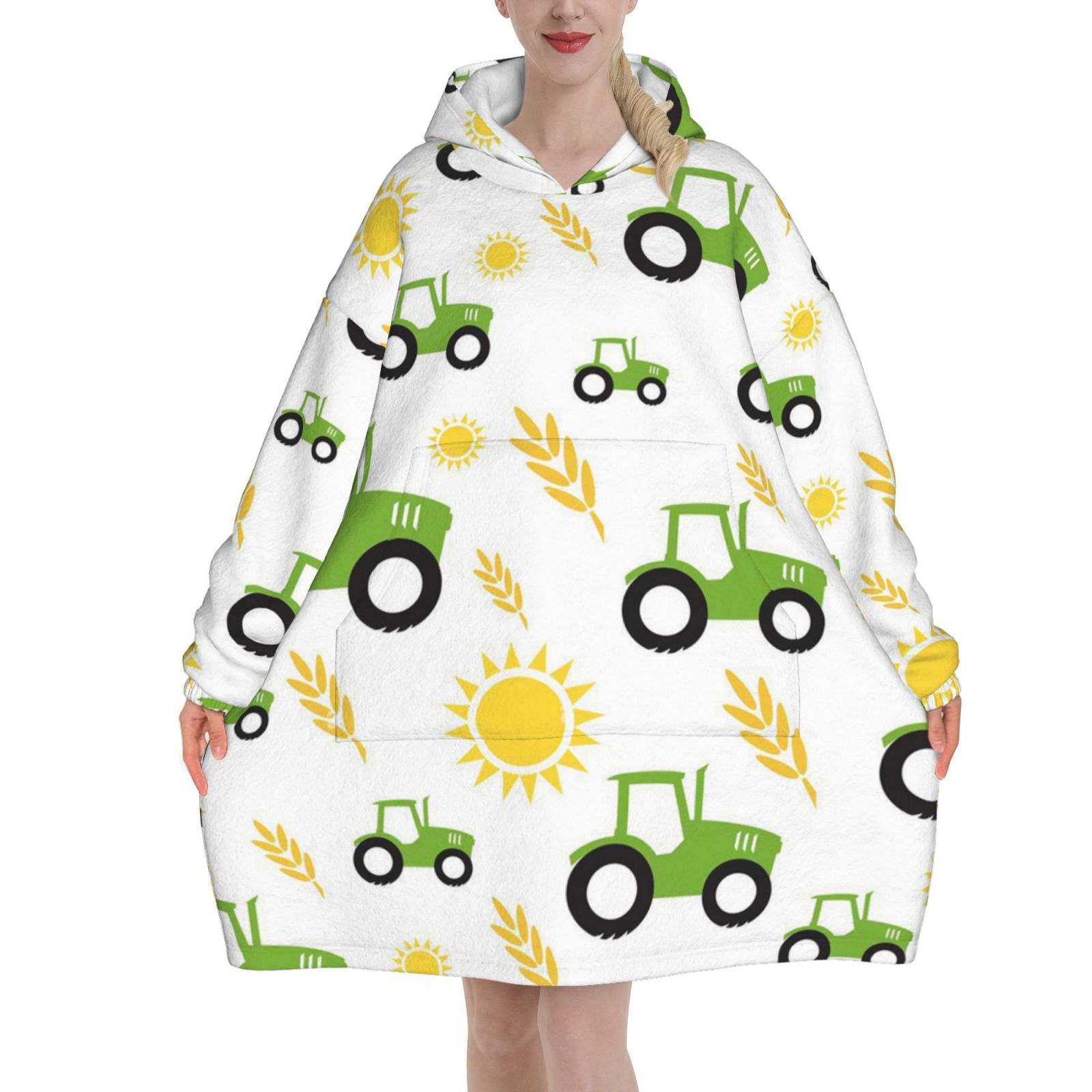 Tractor Farming Oversized Blanket Hoodie Wearable Blanket Hoodie For
