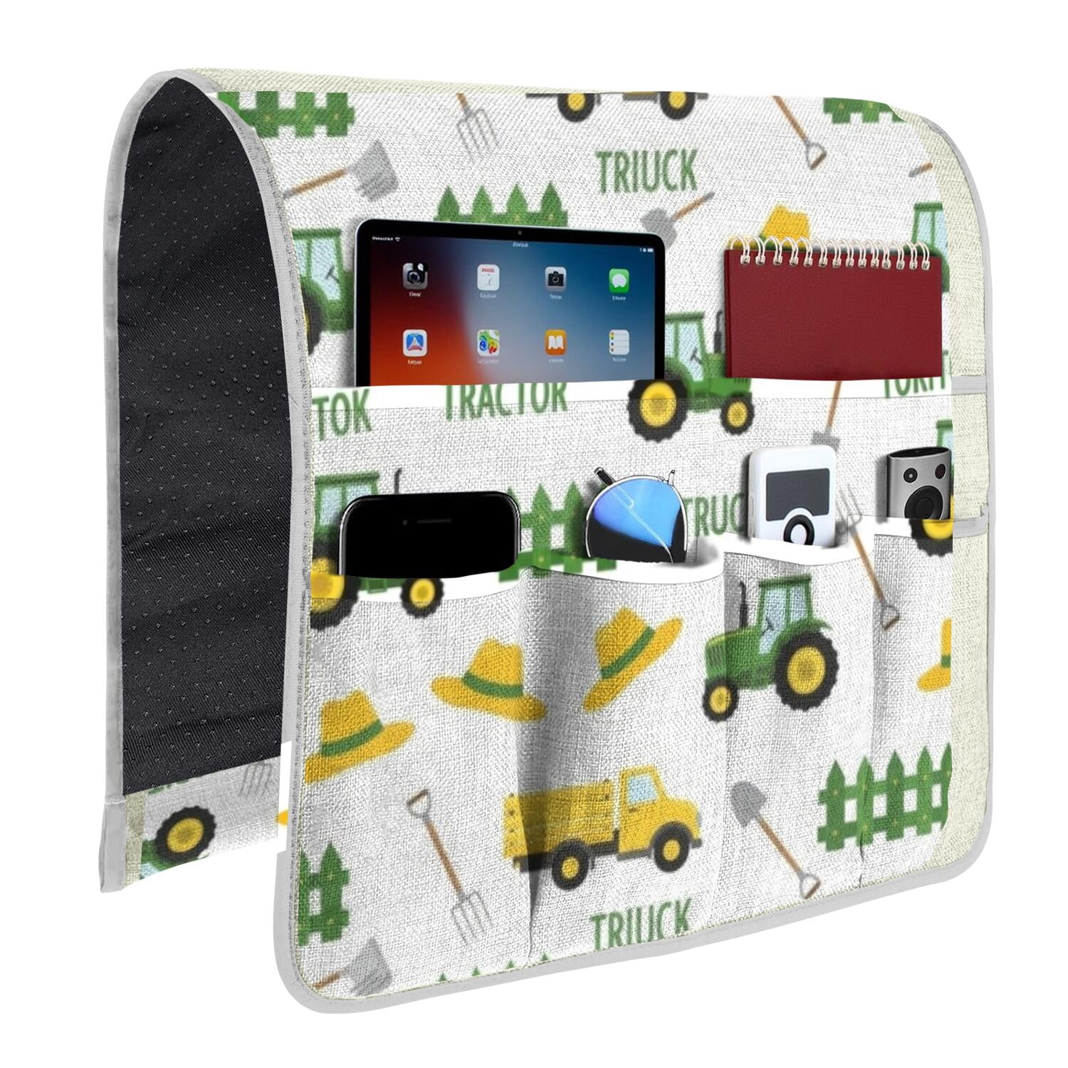 Tractor and Fences White Pattern Armrest Organizer, Chair Side Storage ...