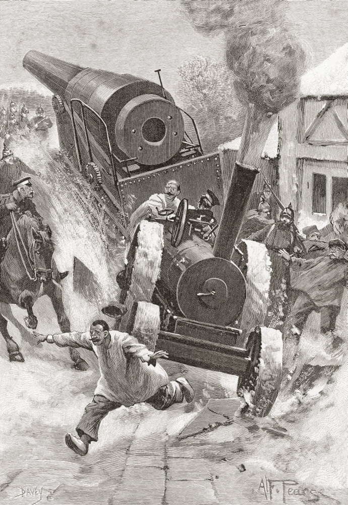 Tractor Hauling Cannon In Late 19Th Century Loses Control From The Strand Magazine Published 1896 Canvas Art - Ken Welsh Design Pics (11 x 17)