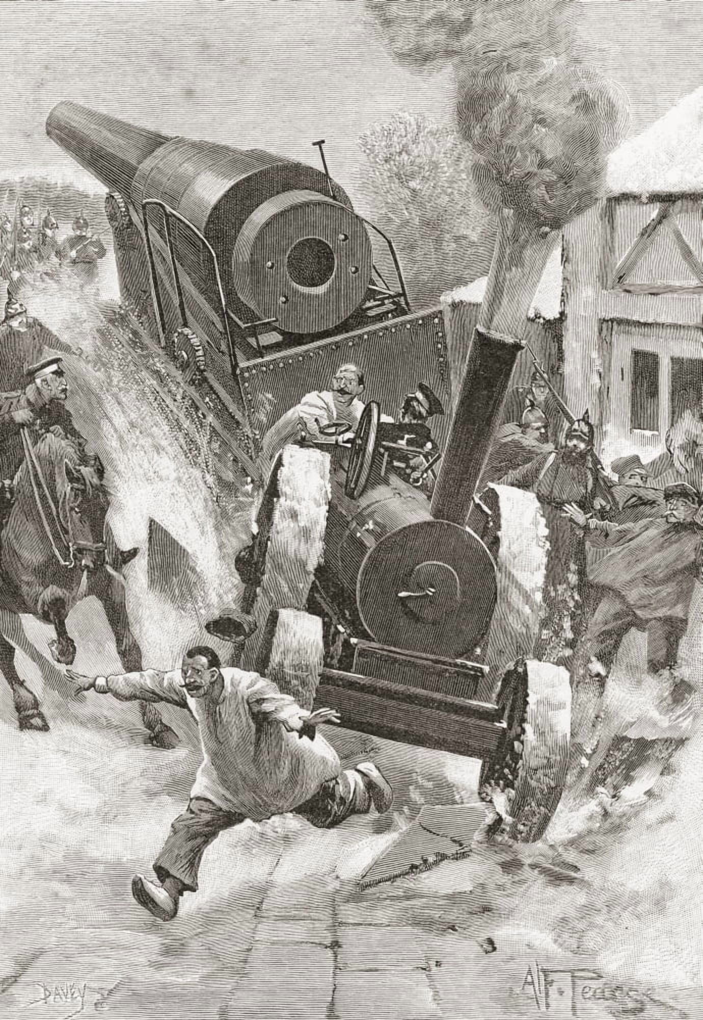 Tractor Hauling Cannon In Late 19Th Century Loses Control From The Strand Magazine Published 1896 Canvas Art - Ken Welsh Design Pics (22 x 34)