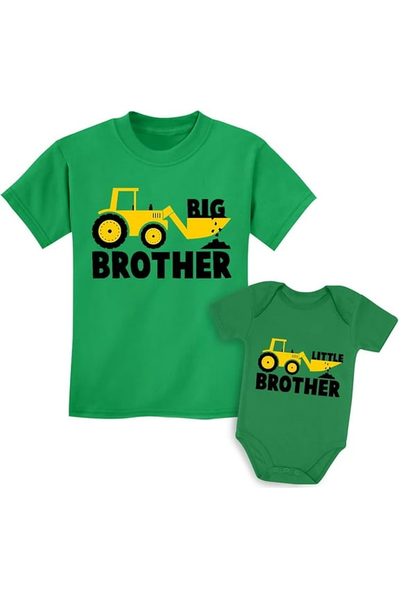 Kids' Tractor Big Brother & Little Brother Matching Set - Toddler T-Shirt & Baby Bodysuit
