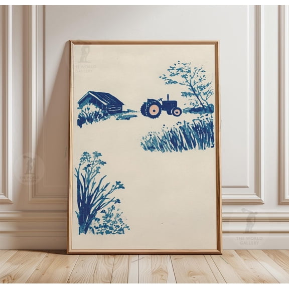 Tractor Poster Rustic Farm Wall Art Minimal Country Landscape Print 2