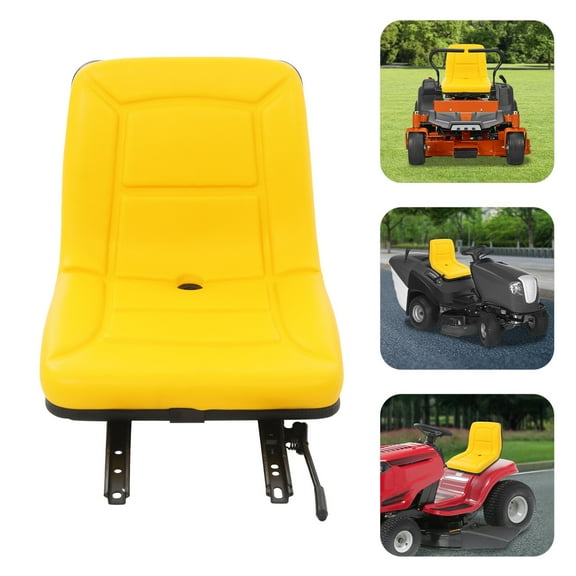 Tractor Replacement Seat, Yellow, High Back Tractor Seat, Small Size with Adjustable Sliding Rail, 220 lbs Capacity for Compact Tractor, Lawn Mower, Backhoe