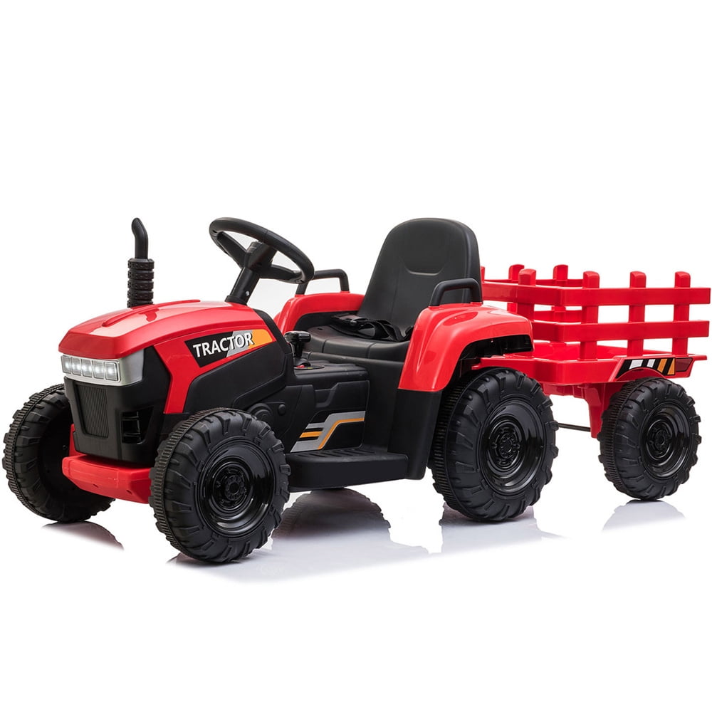 Gift for Kid! Ride on Cars Tractor, 12V Ride on Tractor with Detachable  Trailer, Seat Belt, Music, USB Port, Horn, 2 Speeds Kids Ride on Toy Pickup  Truck for Outdoor Indoor, Girl