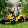 thumbnail image 1 of Tractor Ride on Toys with Remote Control, 12V Kids Electric Tractor with Trailer, Battery Powered Kids Ride on Cars for Boys Girls, Electric Cars for Kids w/ MP3 Player, Radio, USB Port, Yellow, R1632, 1 of 9
