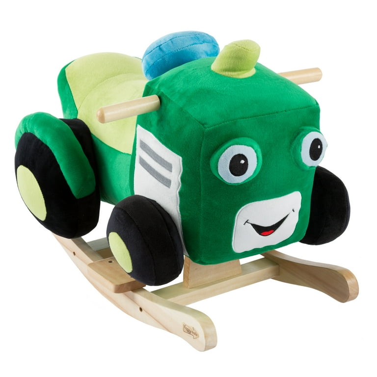 Tractor Rocker Toy-Kids Ride On Soft Fabric Covered Wooden Rocking