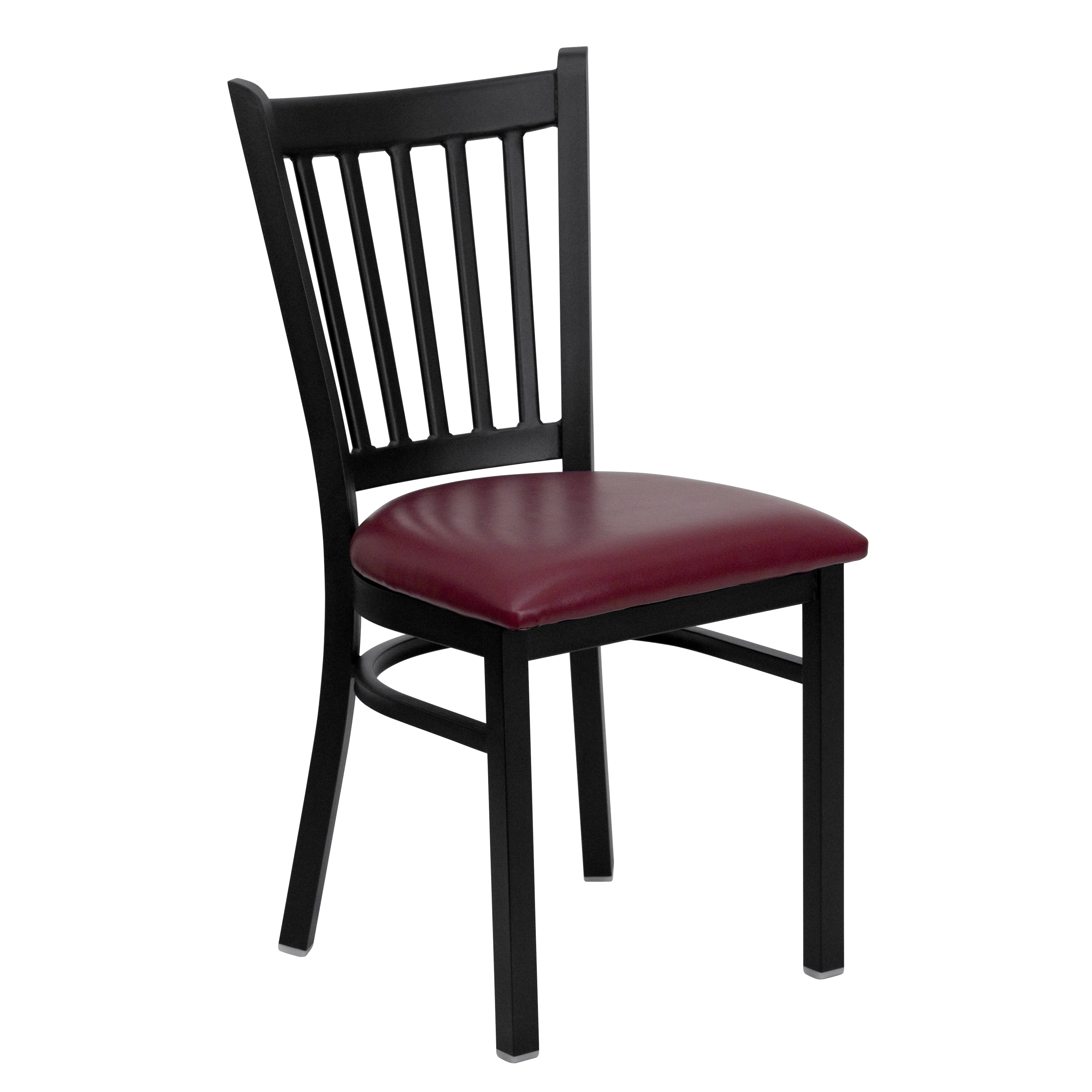 Flash Furniture HERCULES Series Black Vertical Back Metal Restaurant Chair - Burgundy Vinyl Seat