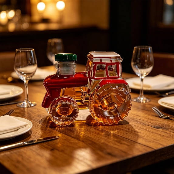 Tractor Shaped Whiskey Bottle, High Borosilicate Glass, Fashionable Wine Decanter for Gift/Bar, Unique Farmhouse Distillery Decanter, Cool Gift for Dad & Husband, C