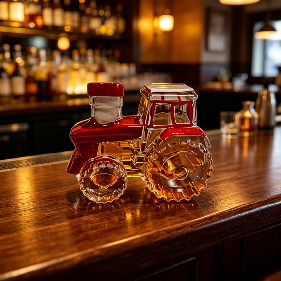 Tractor Shaped Whiskey Bottle, High Borosilicate Glass, Fashionable Wine Decanter for Gift/Bar, Unique Farmhouse Distillery Decanter, Cool Gift for Dad & Husband, D
