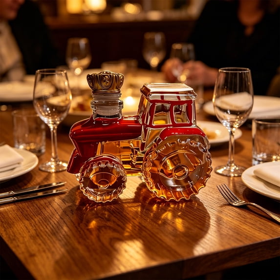 Tractor Shaped Whiskey Bottle, High Borosilicate Glass, Fashionable Wine Decanter for Gift/Bar, Unique Farmhouse Distillery Decanter, Cool Gift for Dad & Husband, A