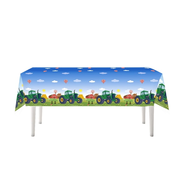 Tractor Theme Birthday Party Set,Tablecloth,Paper Plates,Cups & Napkins for Ranch,Tablecloths for Decoration and Celebration,Farm & Kids Party Decoration,I