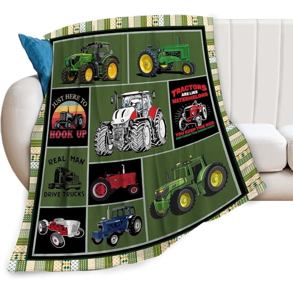 Tractor Throw Blanket Construction Truck Farm Tractor Blanket Gifts for Boys Girls Kids Adults Ultra Soft Cozy Fleece Warm Plush Lightweight Blanket Decor for Living Room Dorm Office 40''''X50''''