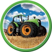 Tractor Time Round Paper Plates 8 Count for 8 Guests