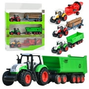 Tractor Toy, Realistic Farm Vehicle Toy Push and Go Truck Car Tractor Toy Gift for Kids 3+ Boys Ages 3 and up Years Old