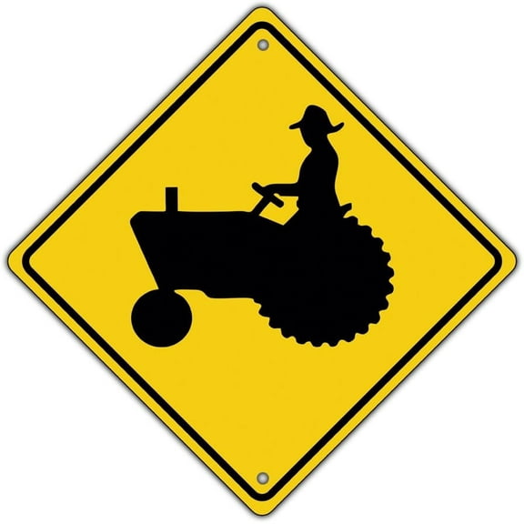 Tractor Traffic Farm Crossing Traffic Metal Aluminum Sign Xing Yield 12x12
