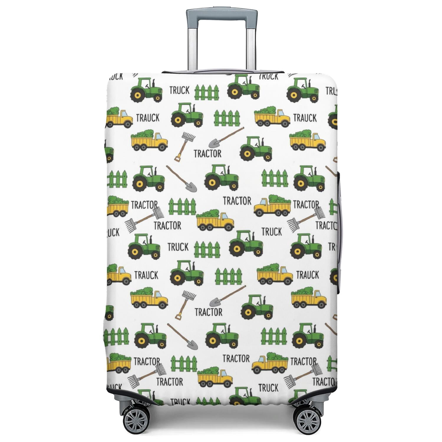 White Electronic Pattern Tractor and Trailers White Pattern Luggage Cover,Stretch Suitcase Dust ...