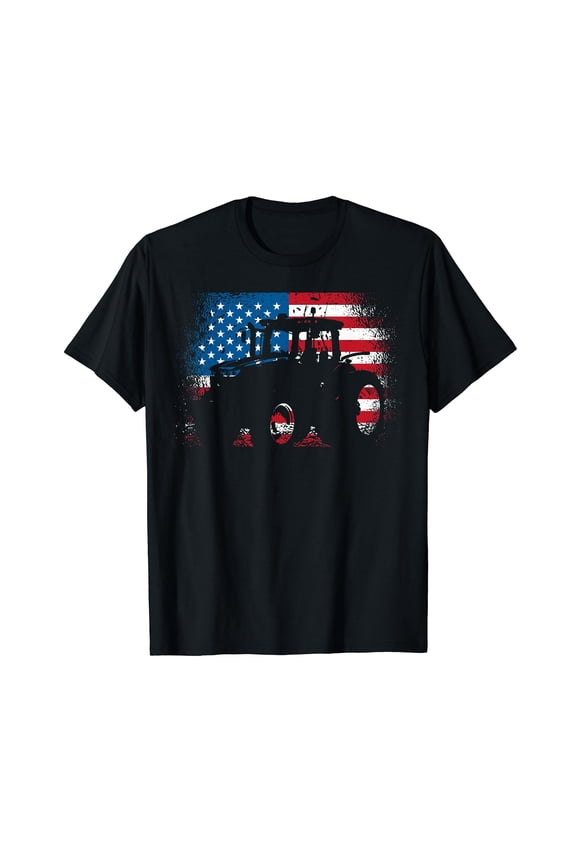 Tractor USA Flag design for Patriotic Farmer T-Shirt