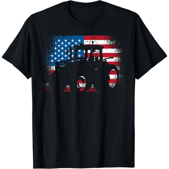 Tractor USA Flag design for Patriotic Farmer T-Shirt