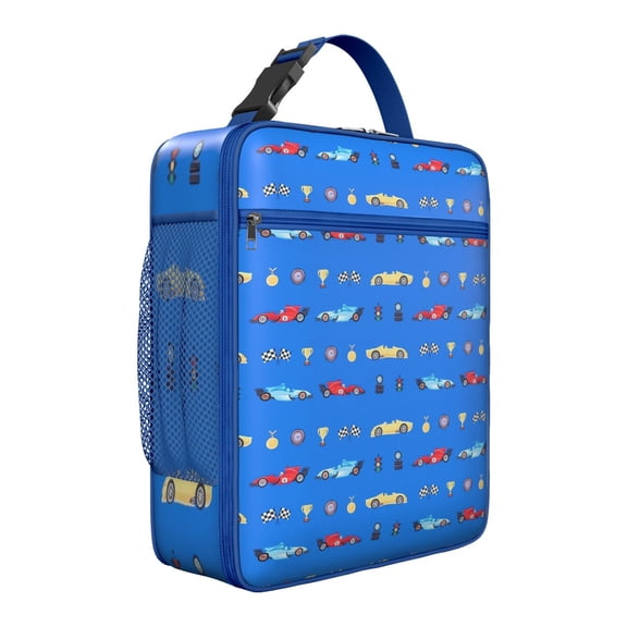 Tractor and Construction Car Cartoon Lunch Bag – Durable Insulated Thermal Lunch Box for s, Featuring Truck, Fire Engine, Excavator Pattern