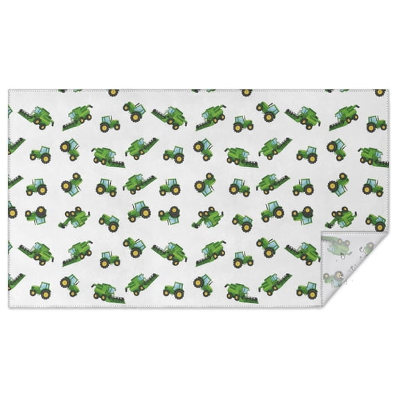 Witite Pattern Tractor and Harvesters White Pattern Waterproof Tablecloth, Rectangular ...