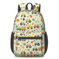 thumbnail image 1 of Tractor and Leaves Cream Pattern 17" School Backpacks for Teens,Waterproof Oxford Fabric,S-Shape Padded Straps for School,Travel,Hiking,Camping, 1 of 6