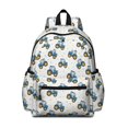thumbnail image 1 of Tractor and Stars White Pattern Cute School Backpack with Padded Back and Adjustable Shoulder Straps 13.4"x11"x4.7", 1 of 5