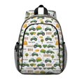 thumbnail image 1 of Tractor and Trailers White Pattern Backpack for School, Cute School Bag with Adjustable Shoulder Straps and Padded Back, 15"x11.42"x5.5", 1 of 5