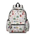 thumbnail image 1 of Tractor and Trains Gray Pattern Backpack for School, Cute School Bag with Adjustable Shoulder Straps and Padded Back, 13.4"x11"x4.7", 1 of 5