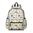 thumbnail image 1 of Tractor and Trucks White Pattern Cute School Backpack with Padded Back and Adjustable Shoulder Straps 13.4"x11"x4.7", 1 of 5