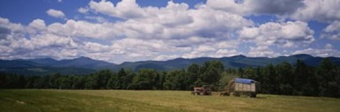 Tractor on a field Waterbury Vermont USA Canvas Art - Panoramic Images (18 x 6)