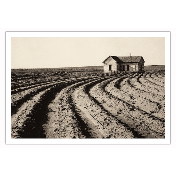 Tractored Out - Childress County, Texas - Vintage B&W Photograph by Dorothea Lange c.1938 - Fine Art Matte Paper Print (Unframed) 30x44in