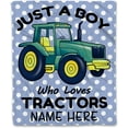 thumbnail image 1 of Tractors Custom Blanket for Boy-just A Boy Who Loves Tractors Personalized Gift Flannel Throw Blanket for Couch Bedding L 60×80in in Most People Choice, 1 of 6