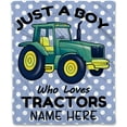 thumbnail image 1 of Tractors Custom Blanket for Boy-just A Boy Who Loves Tractors Personalized Gift Flannel Throw Blanket for Couch Bedding S 40×50in for Kids/Child, 1 of 6