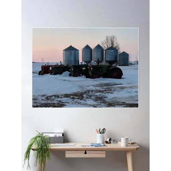 Tractors In Time Poster Wall Art, Modern Wall Decor For Living Room Bedroom, 8x12 UNFRAMED