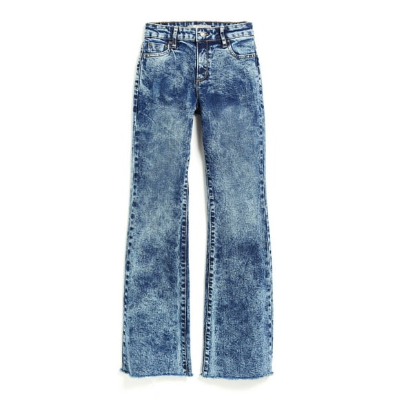 Tractr Mid Rise Fray Hem Flare Jean