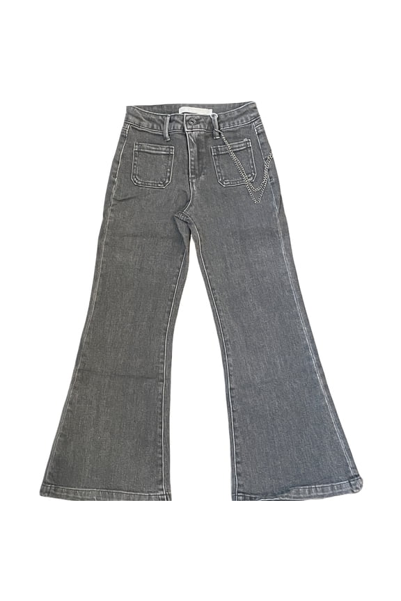 Patch Pocket Flare Jean with Chain
