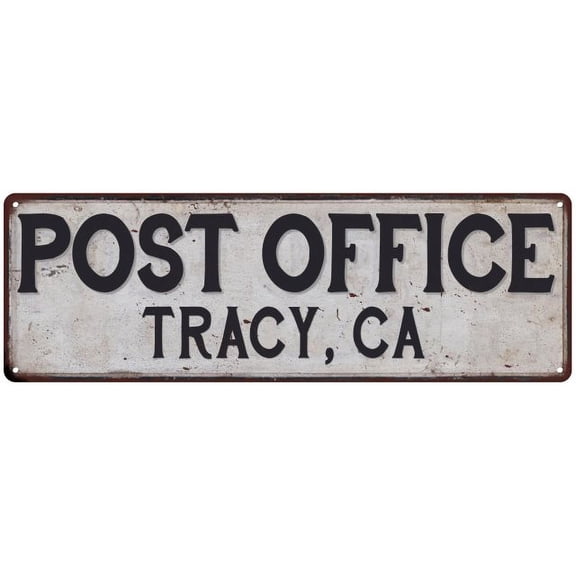Tracy, Ca Post Office Metal Sign Vintage 8x24 108240011363