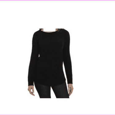 Tracy Ellen Women's Tweed Sweaters, Black Tweed, Size M