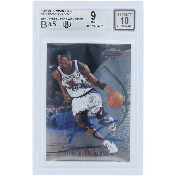 Tracy McGrady Toronto Raptors Autographed 1997-98 Bowman Best #111 Beckett Fanatics Witnessed Authenticated 9/10 Rookie Card - Fanatics Authentic Certified
