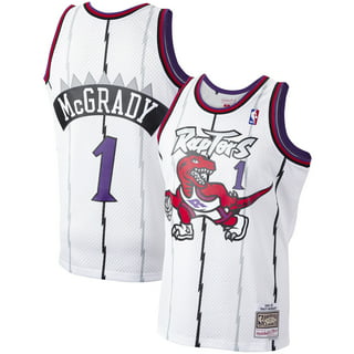 NBA Raptors 1 Tracy McGrady Purple Big Gray Red Logo Retro Men Jersey