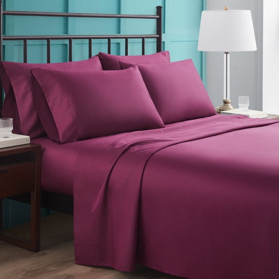 Tracy Porter - Chief Value Cotton - Soft Cotton Sheet Set - 4 Piece Comfortable Sheets - Cotton Polyester Smooth Sheets - Twin Size - Raspberry