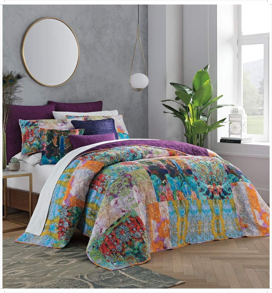 Tracy Porter Harper Multicolor Cotton Abstract Quilt with Shams, King