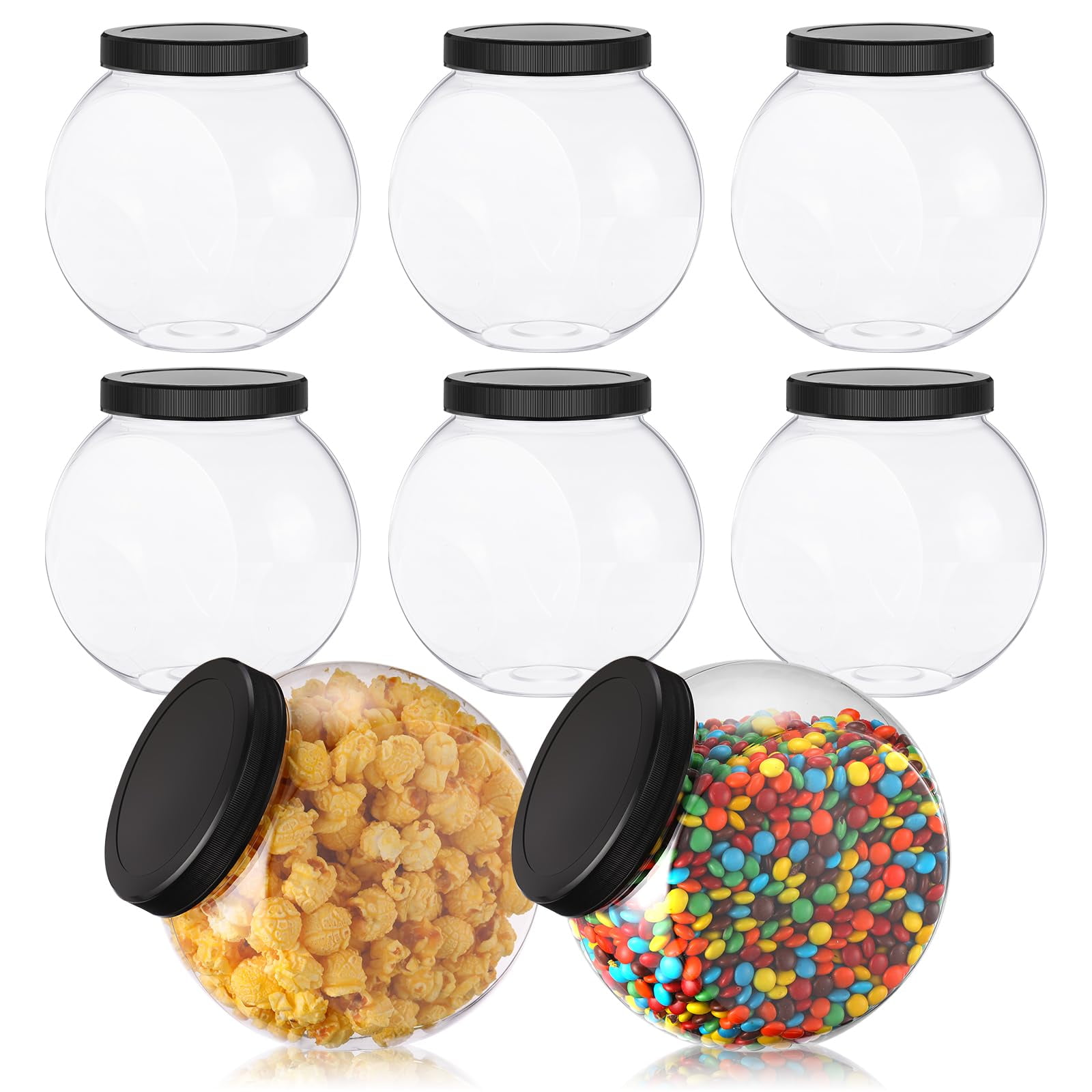 Tradder 8 Pcs Plastic Candy Jars with Lids 50 Oz Clear Cookie Container ...