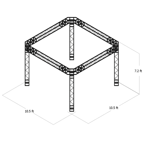 Trade Show Booth Trusses DJ Stage 10.5ftx10.5ftx7.2ft Metal Black Truss box