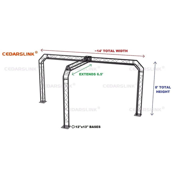 Trade Show Booth, Trusses DJ Stage 14' X 8' X 6.5' Metal Truss Triangle Trusses