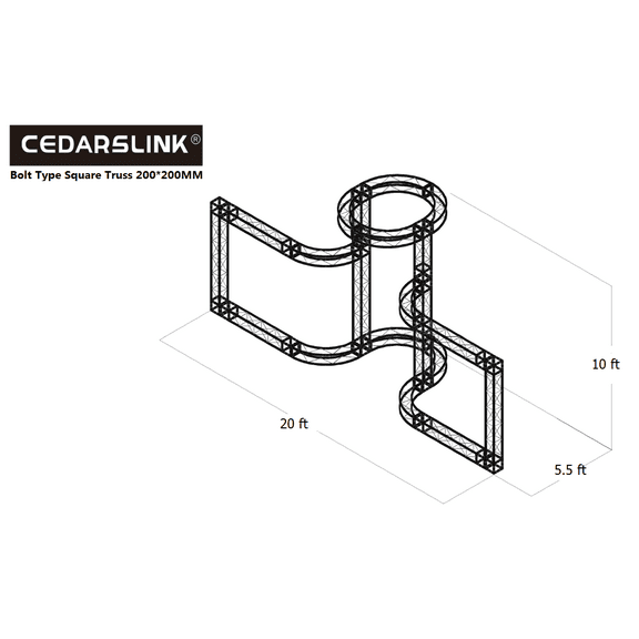Trade Show Booth Trusses DJ Stage 20ftx5.5ftx10ft Metal Black Truss box