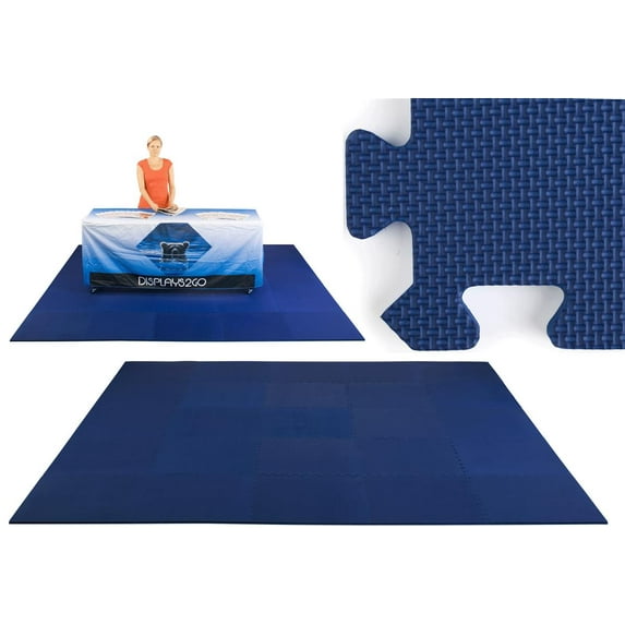 Trade Show Flooring Is Navy Blue Foam Construction, Interlocking Pieces, Portable – 10 Feet by 10 Feet (TSFM10BLN)