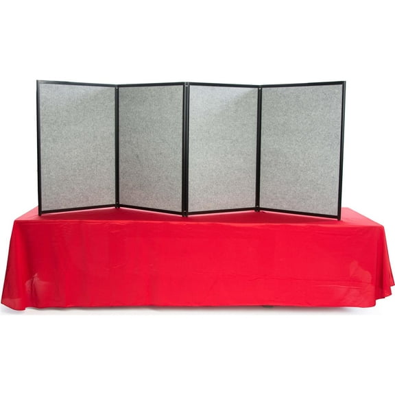 Trade Show Presentation Board, 4 Panels Fit 8-Foot Table, Double Sided, Choose With or Without Lights (TFR9636BK)